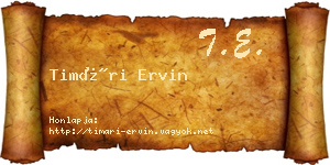 Timári Ervin névjegykártya